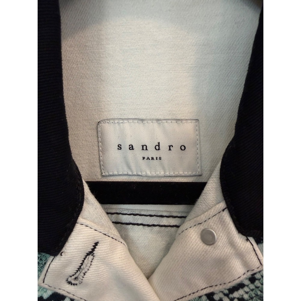 Sandro Paris Reptile Snake Print Denim Vest Women's Size 2 SMALL Edgy Statement - Picture 5 of 7
